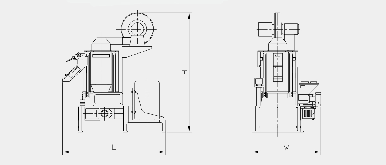 vertical iron roll rice whitener drawing